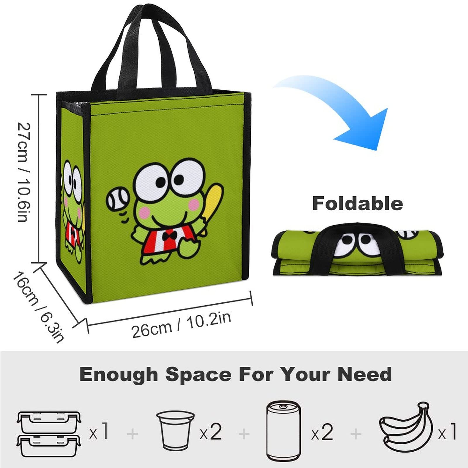 Amazon | けろけろけろっぴ ランチバッグ 保冷 保温 折りたたみ 子供用